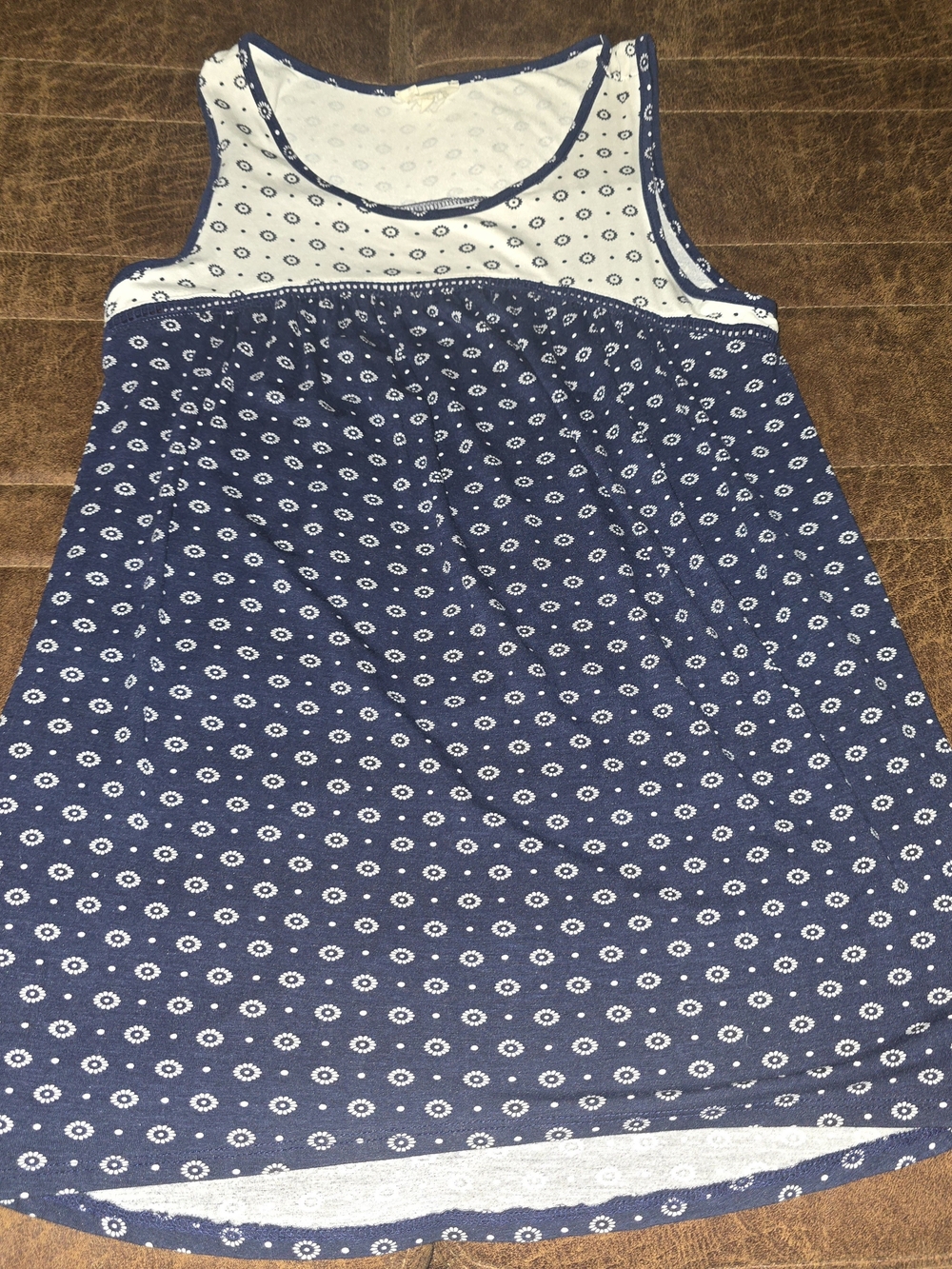 Women’s Navy and White Printed Tank Top